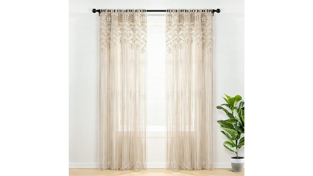 boho leaf cotton curtain