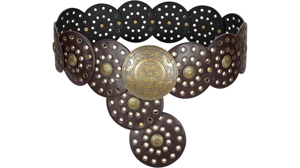 boho leather belt with conchos