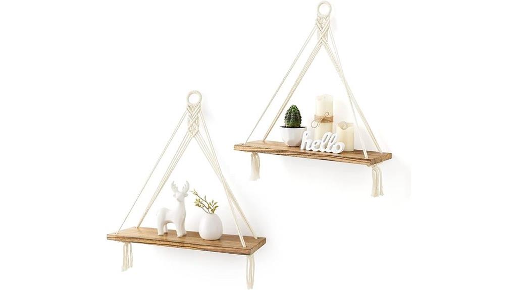 boho macrame wall shelves
