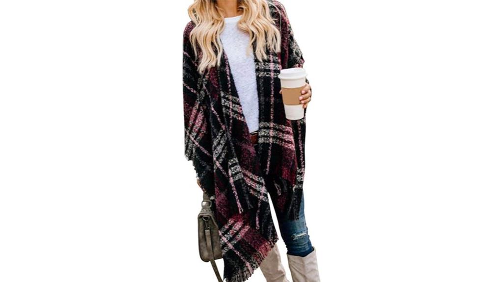 boho plaid poncho wrap