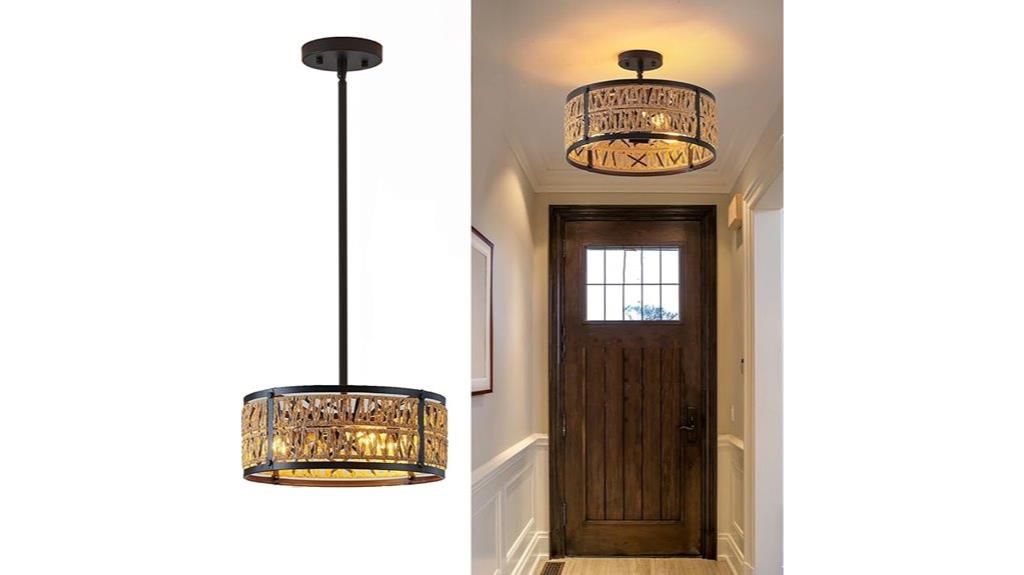 boho rattan dining chandelier
