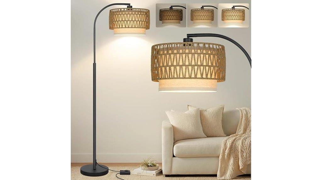 boho rattan floor lamp