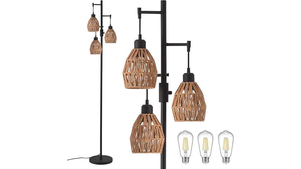 boho rattan floor lamp