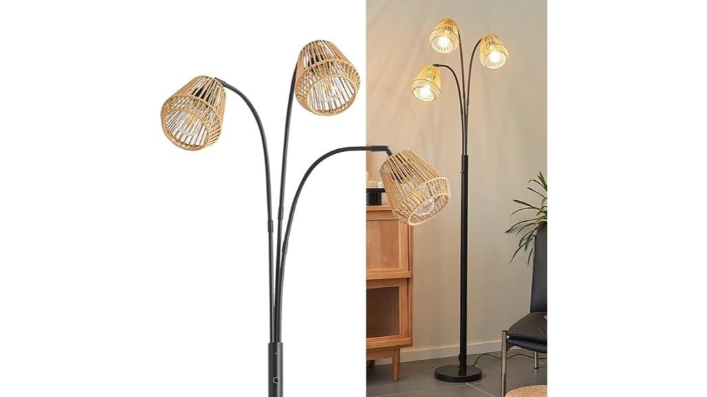boho rattan floor lamp