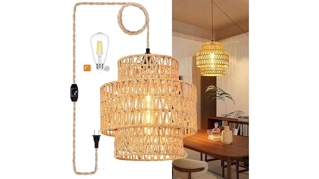 boho rattan pendant light