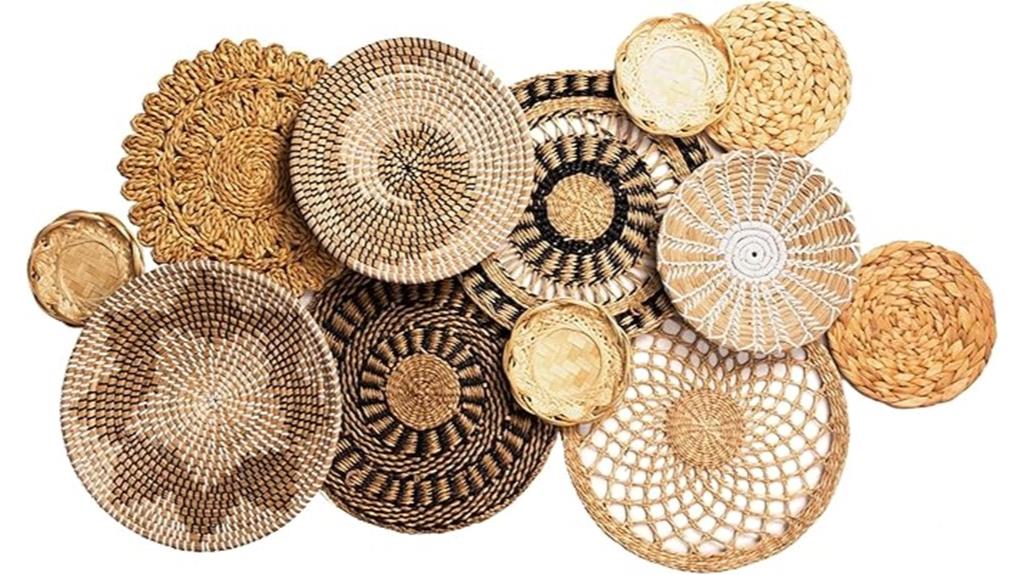 boho rattan plate baskets