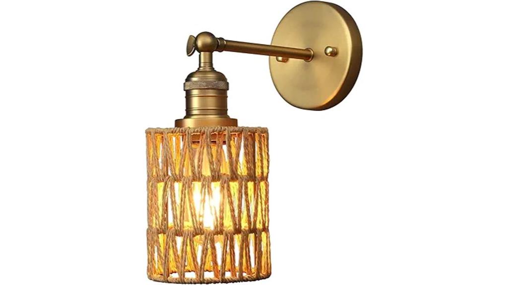 boho rattan wall sconce