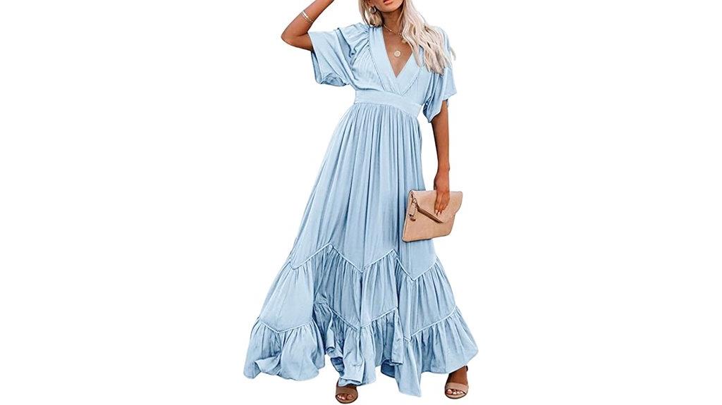 boho ruffle sleeve maxi