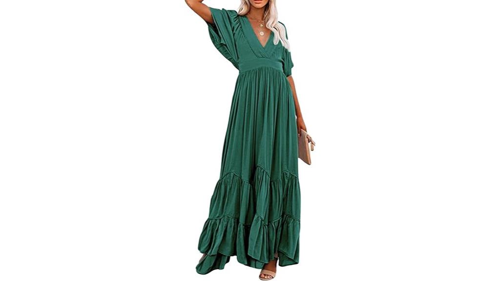 boho ruffle sleeve maxi