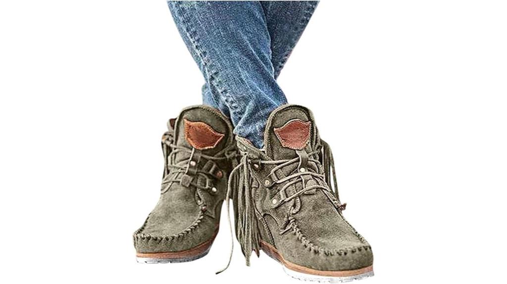 boho tassel ankle booties