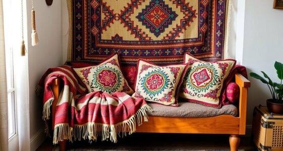 boho textile layering decor