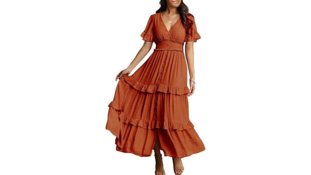 boho v neck maxi dress