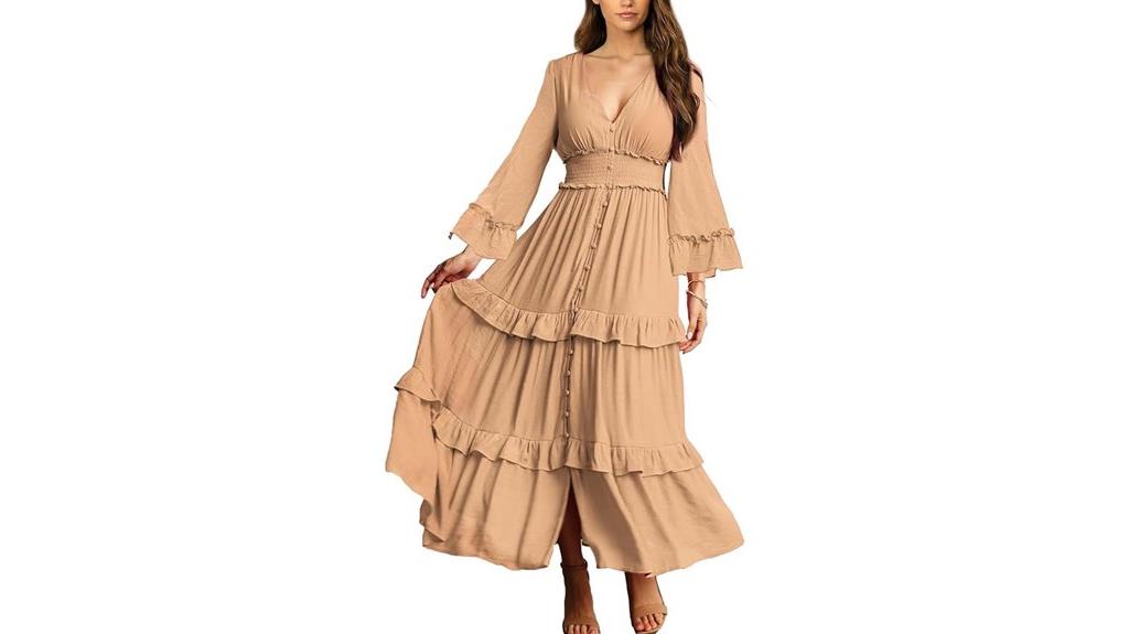 boho v neck maxi