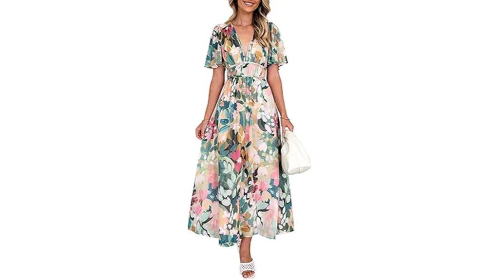 boho v neck midi dress