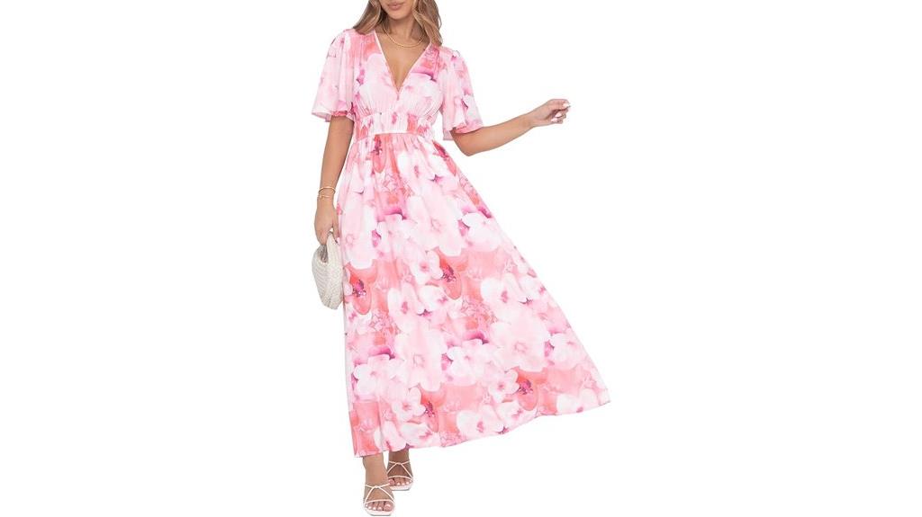 boho v neck midi dress