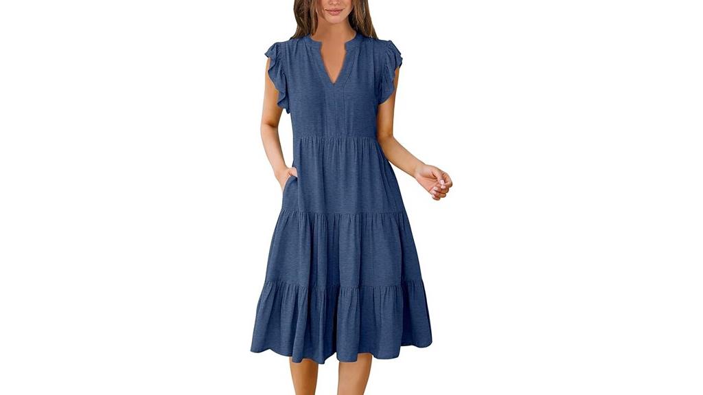 boho v neck ruffle