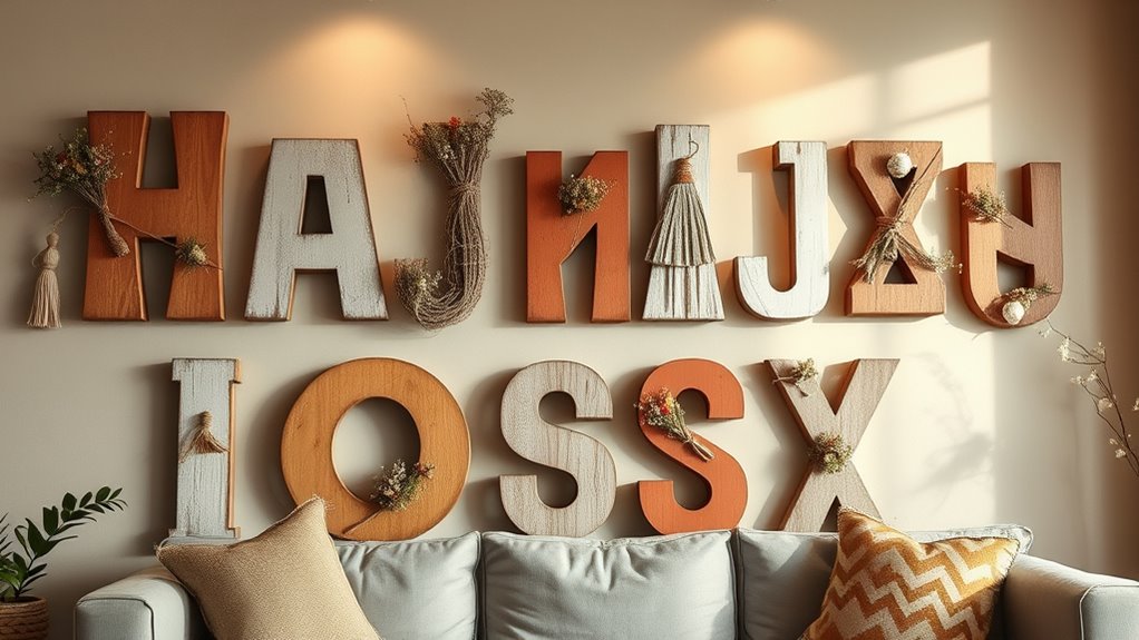 boho wall letter decor