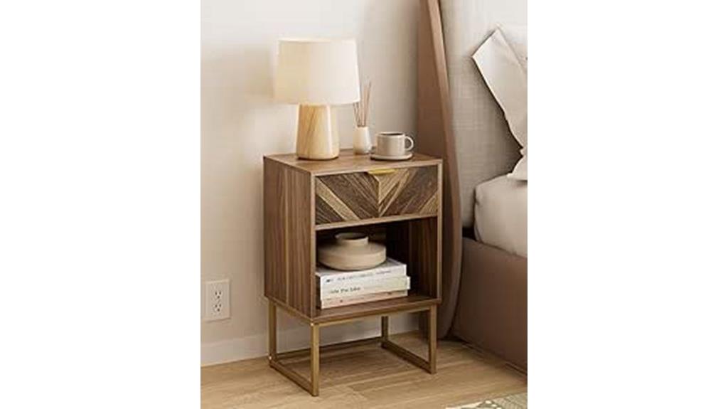 boho walnut nightstand with drawer