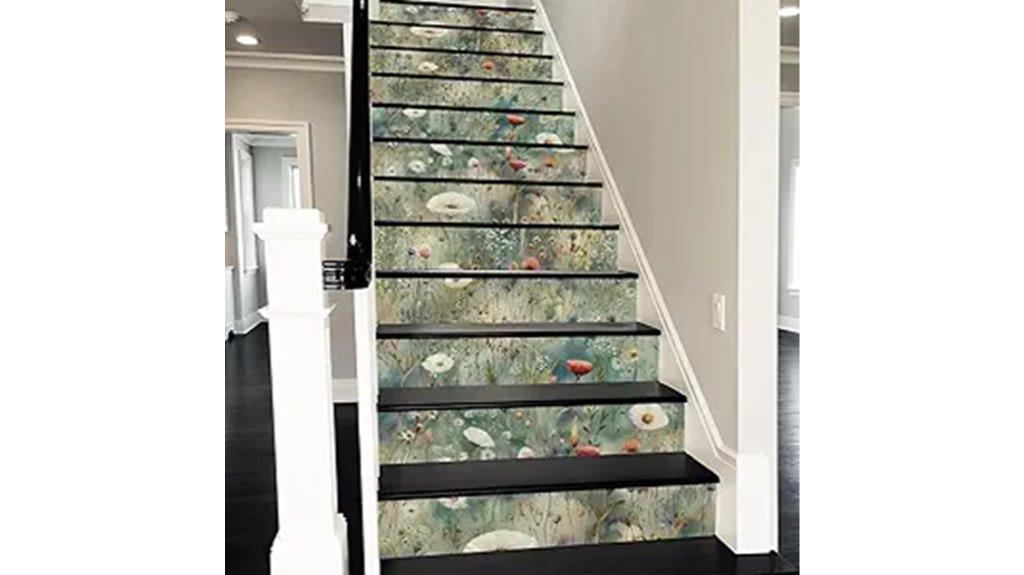 boho wildflower stair decals