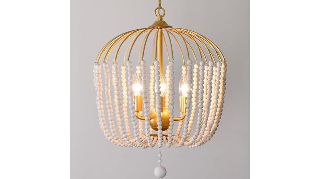 boho wooden beaded chandelier