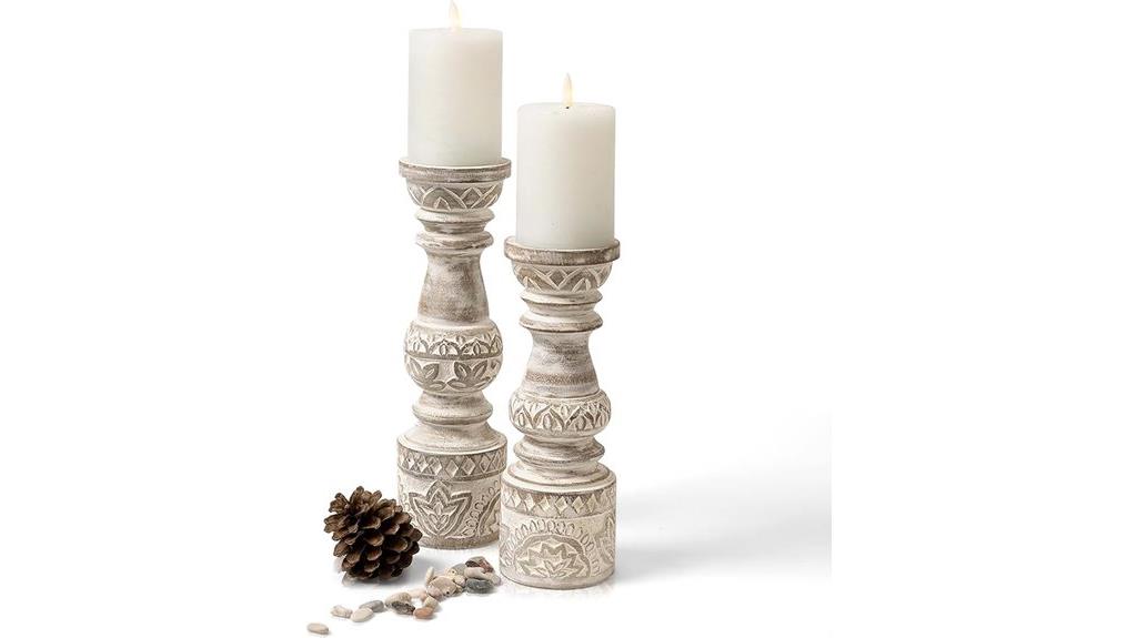 boho wooden candle holders