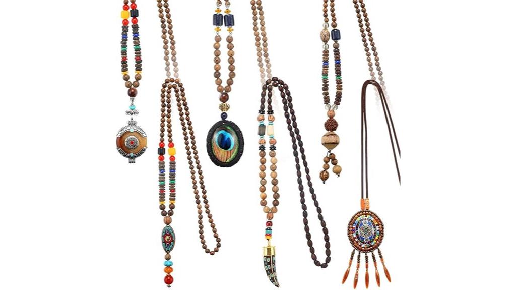 boho wooden necklace set