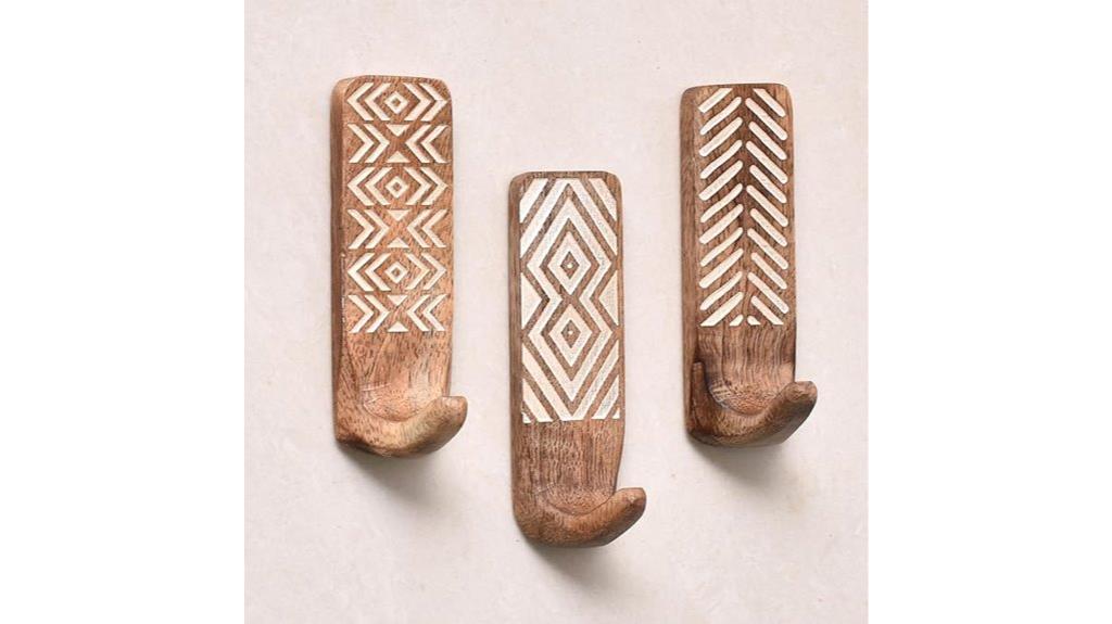 boho wooden wall hooks