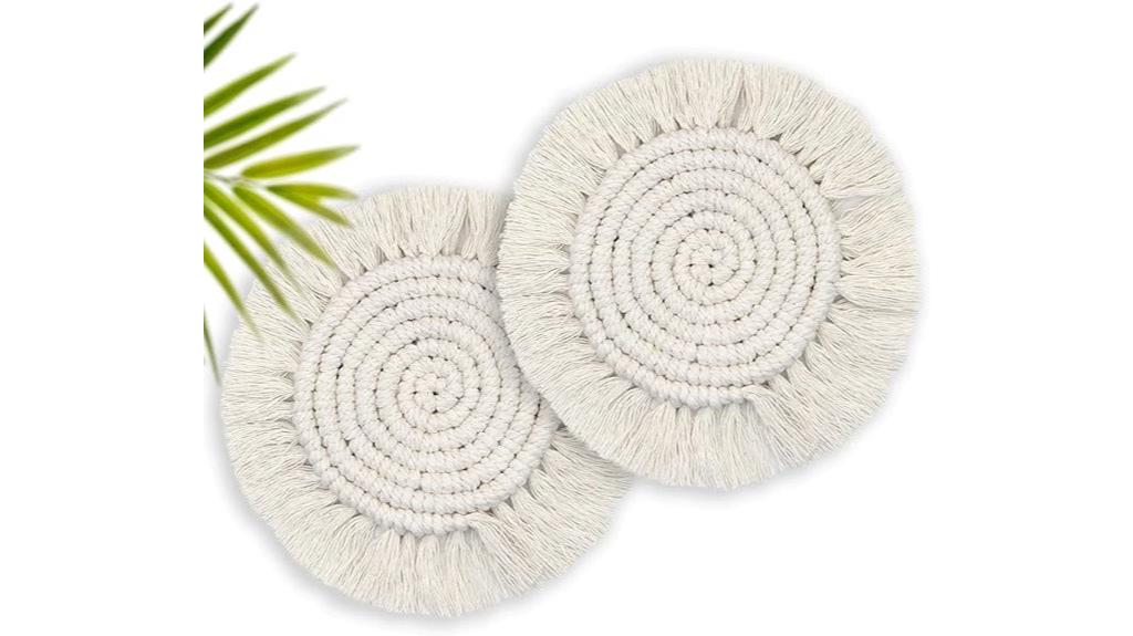 boho woven drink coasters