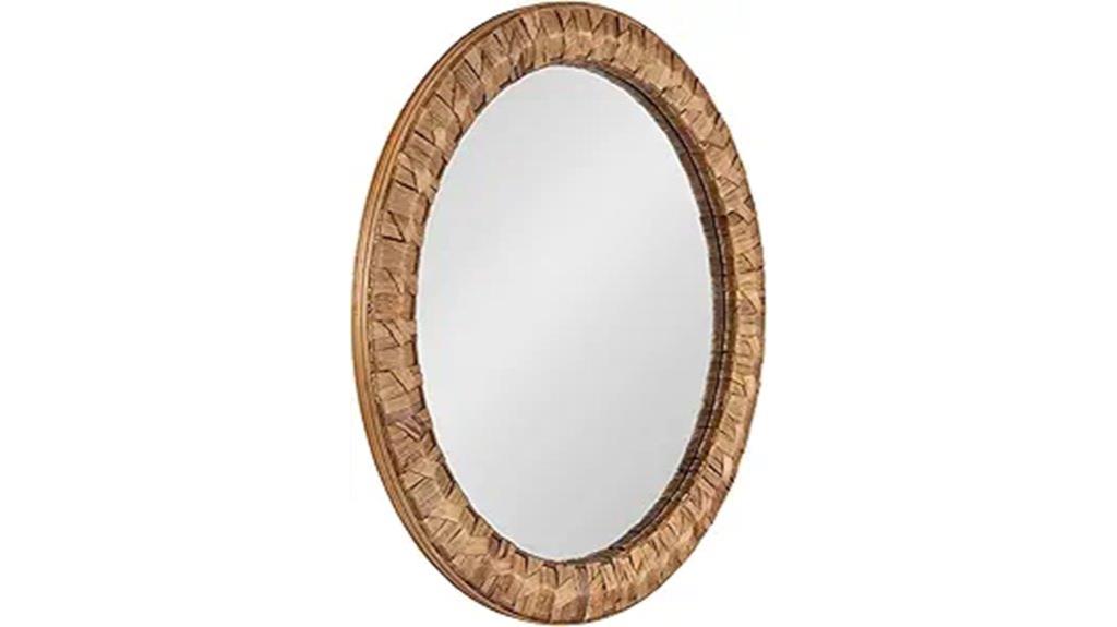 boho woven round mirror