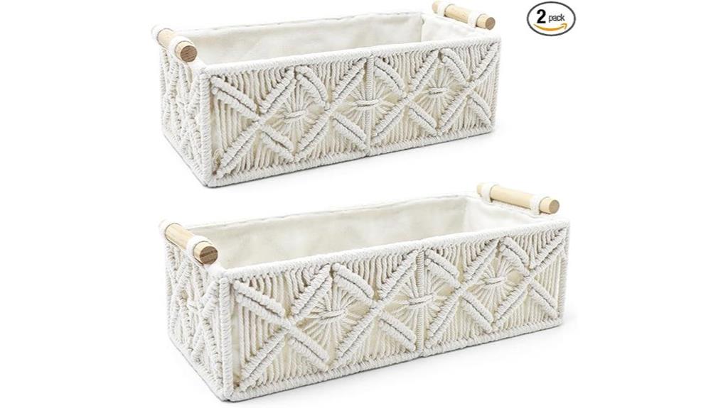 boho woven storage baskets