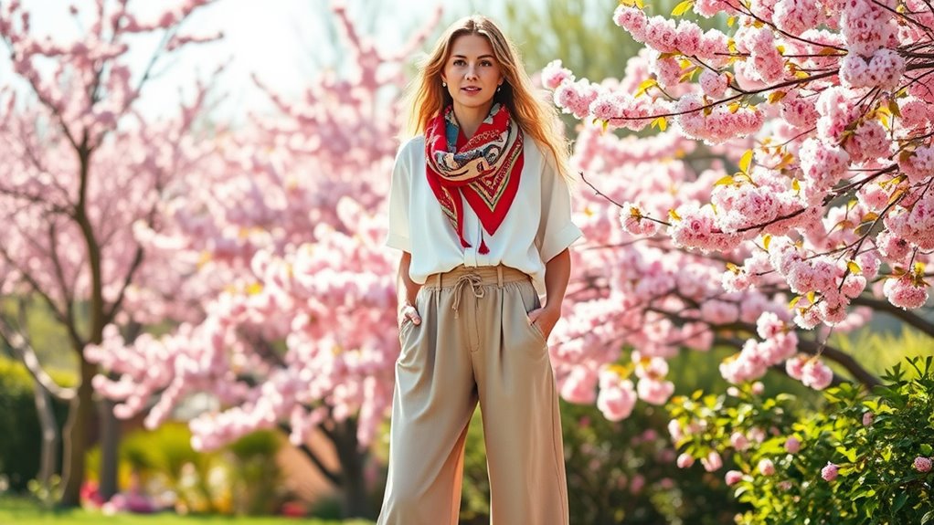 breathable textured spring trousers