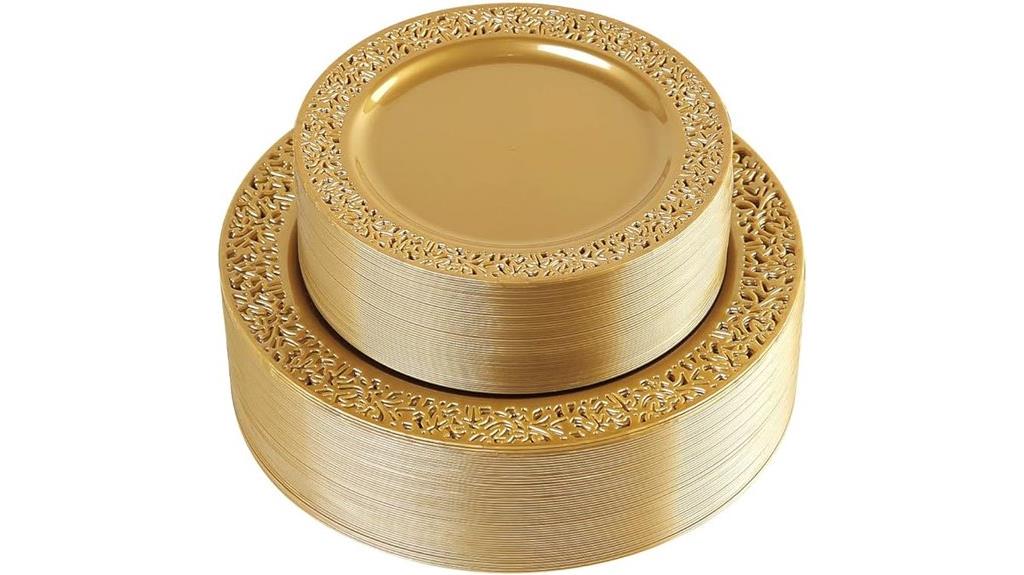 brown and gold party plates