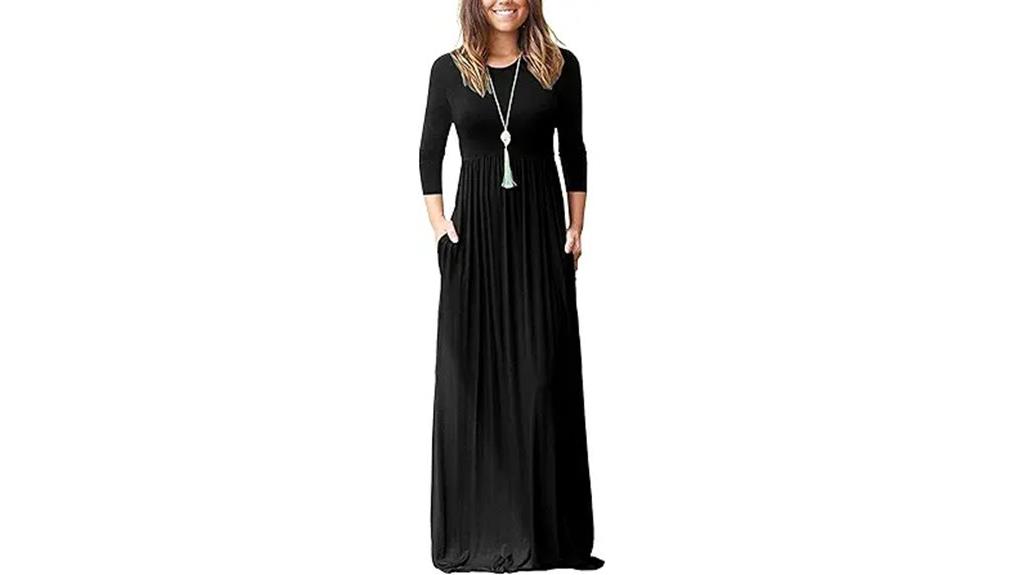 casual 3 4 sleeve maxi