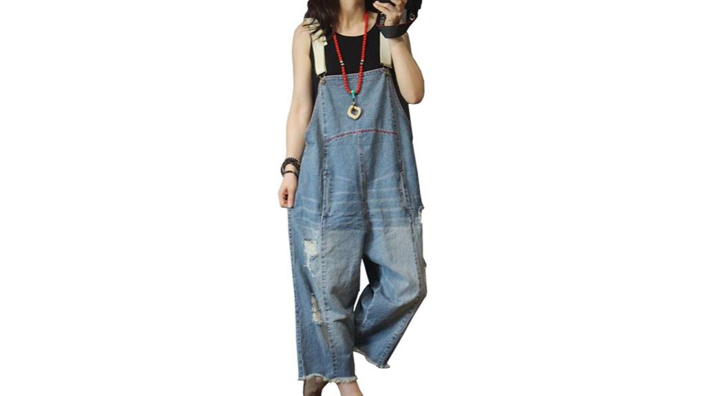 casual cropped denim jumpsuit