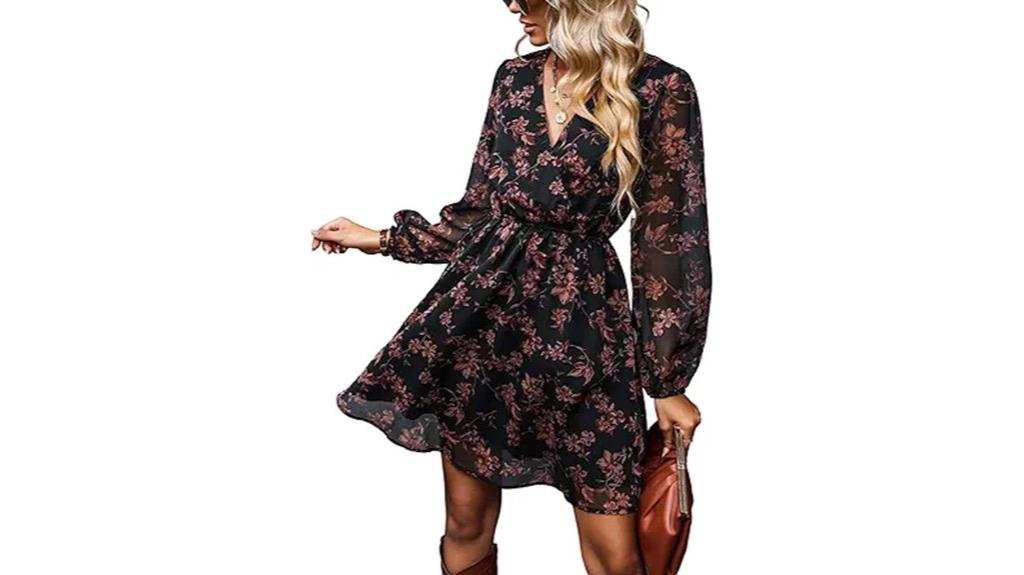 casual v neck chiffon dress