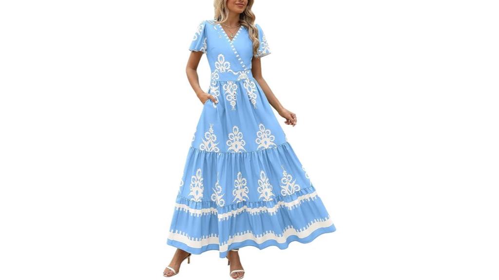casual v neck maxi