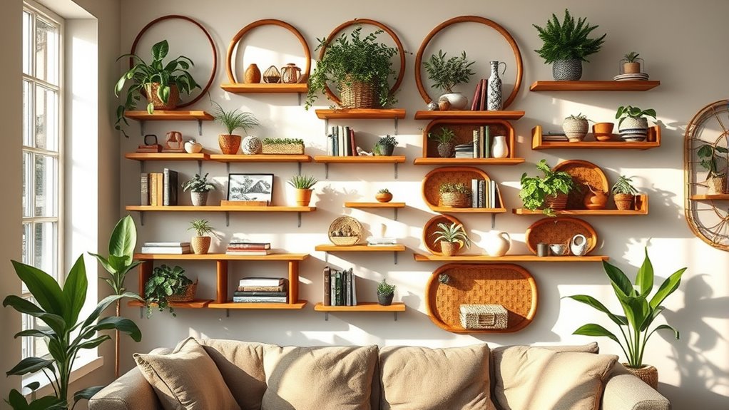 chic boho wall shelves