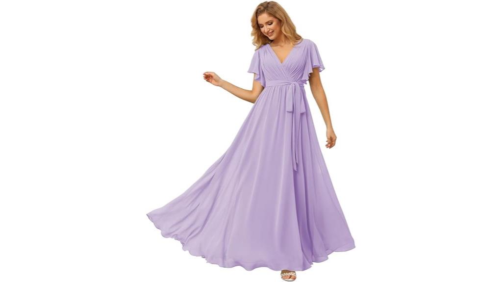 chiffon flutter bridesmaid dress