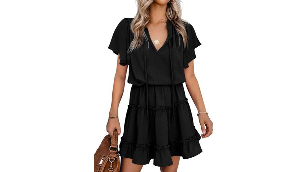 chiffon ruffle sleeve dress