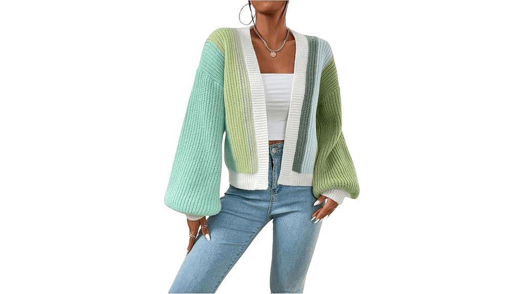 color block cropped cardigan