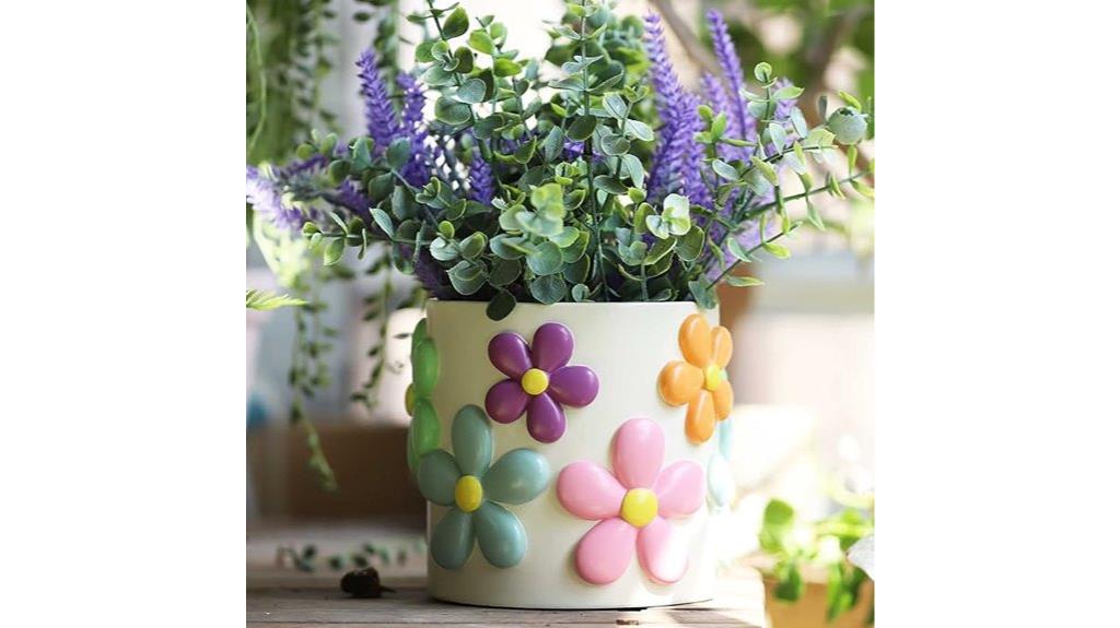 colorful flower planters with drainage