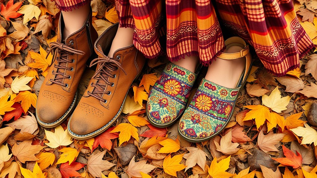 colorful patterned fall footwear