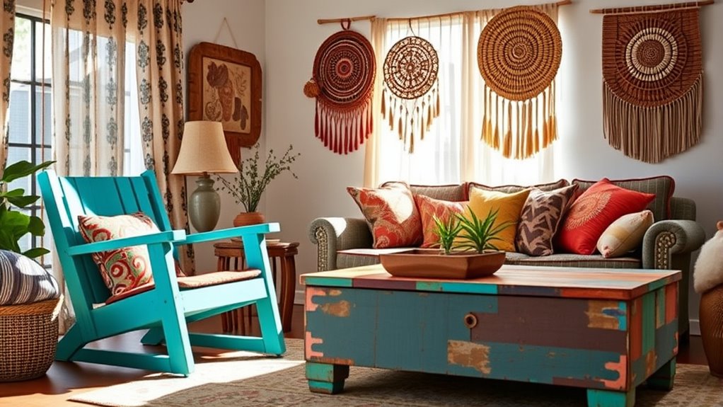colorful patterned furniture transformation