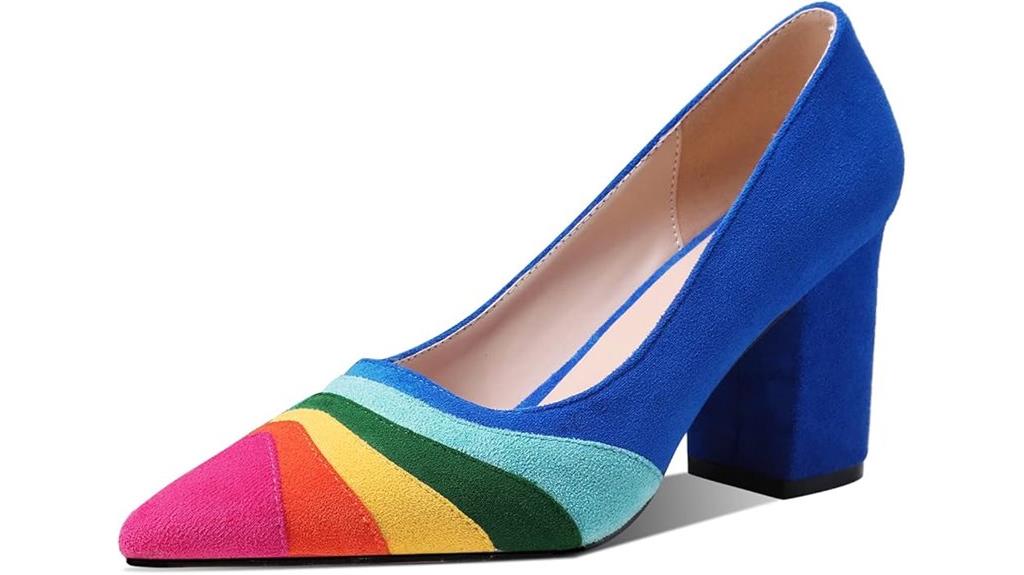 colorful rainbow heel pumps