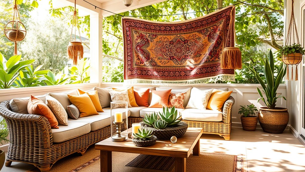comfortable layered shaded outdoor seating