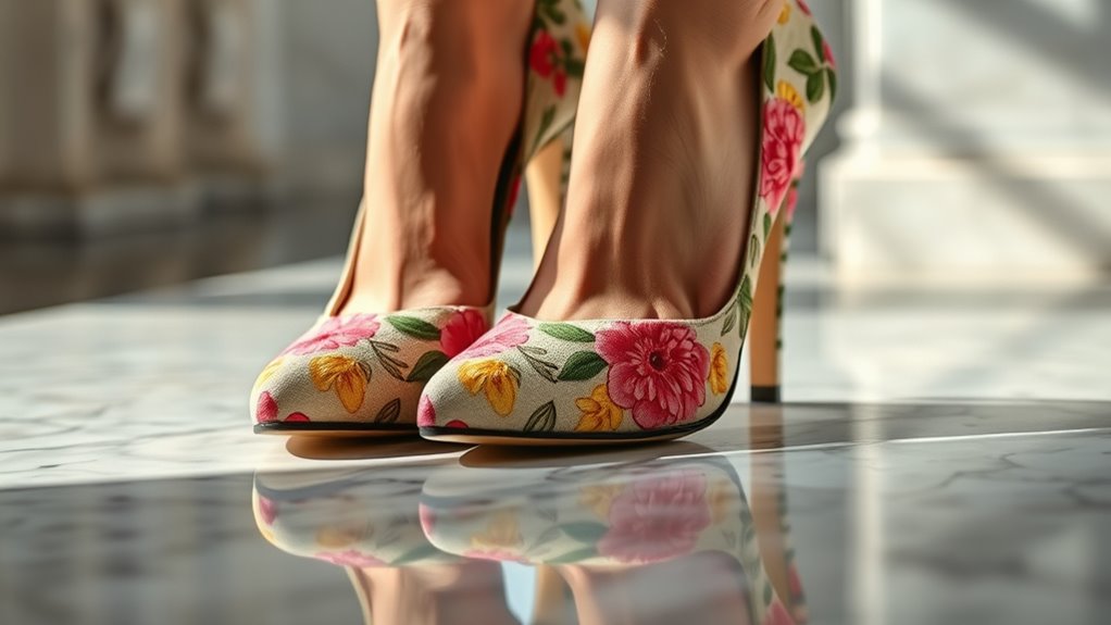 comfortable versatile floral heels