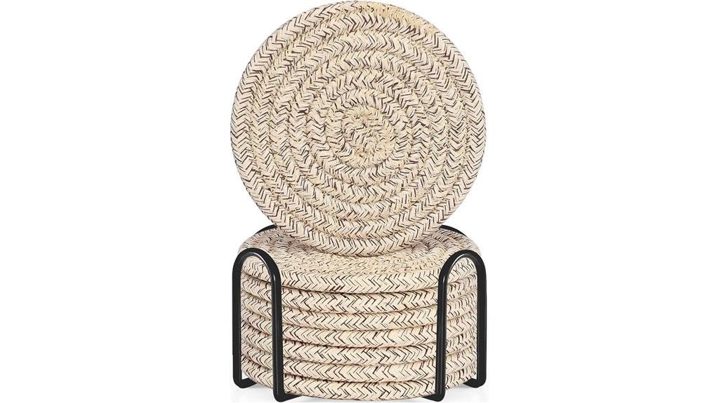 cotton coasters with holder