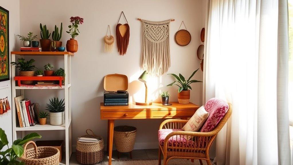 cozy boho corner workspace