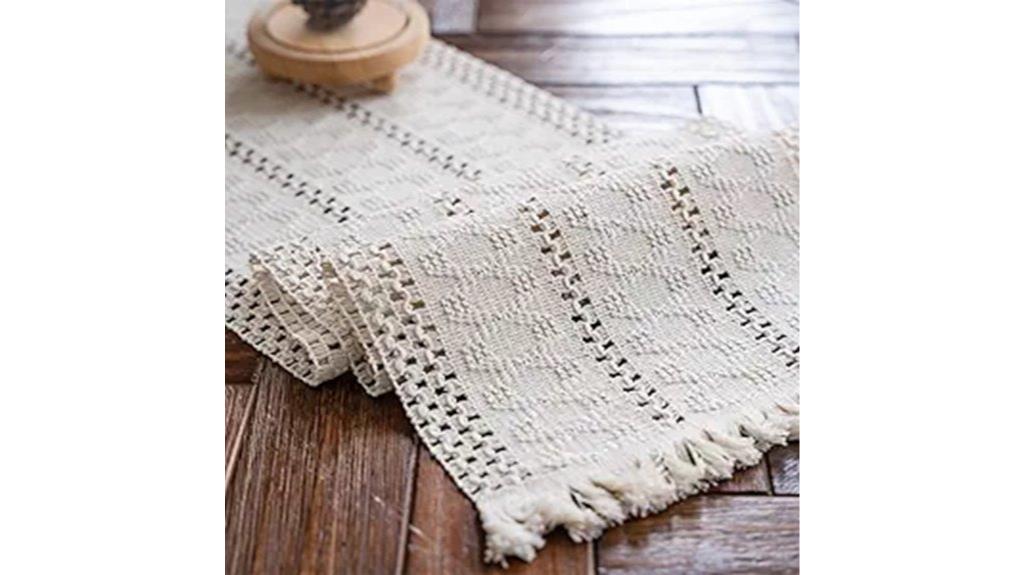 cream beige macrame runner
