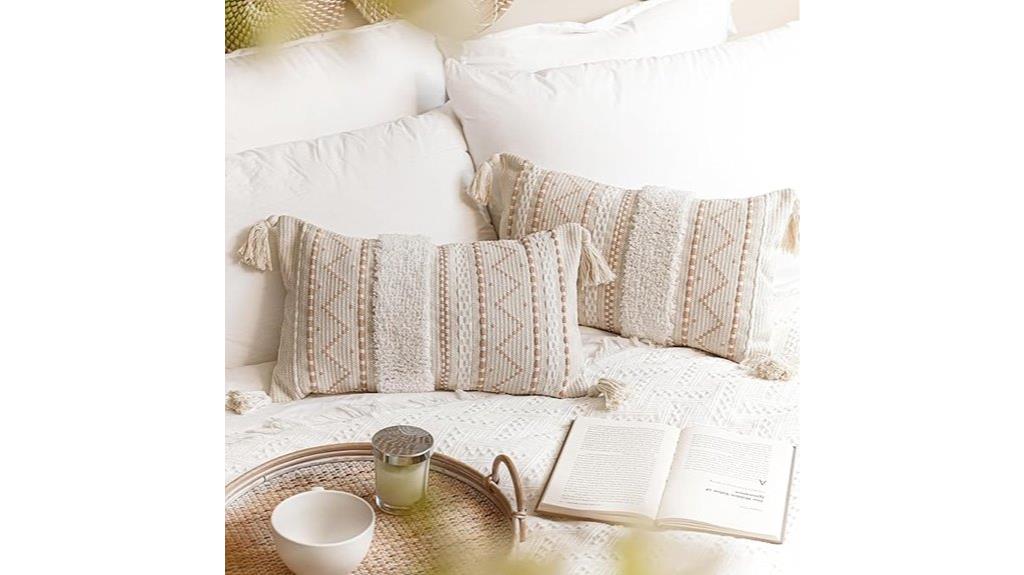 cream boho lumbar pillows